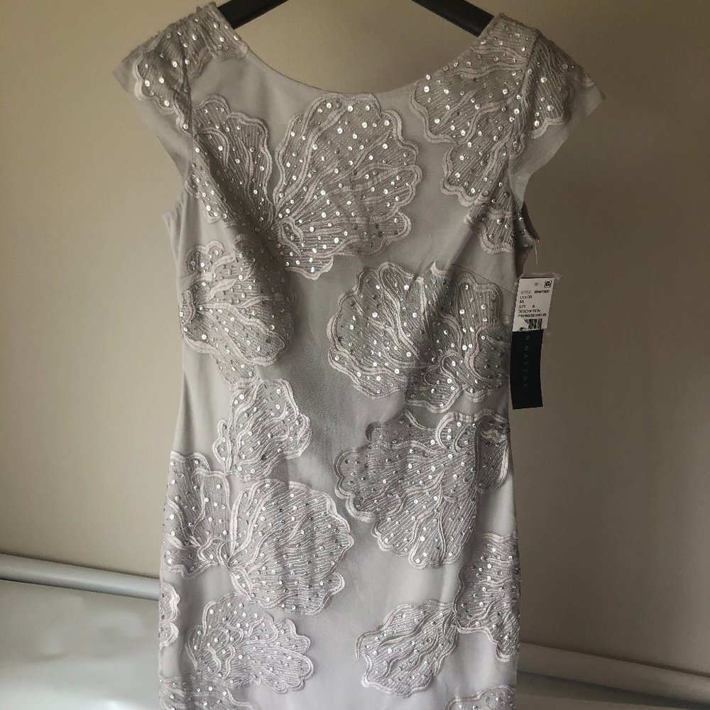 Aidan Mattox Silver Embroidered Sequine Dress - Picture 4 of 5